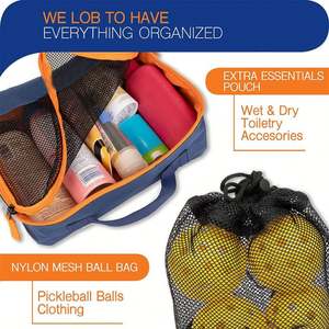 Bolsa de Pickleball Portátil de Gran Capacidad (40-50L), Impermeable, de Nailon con Protección Térmica, Bolsillos para Palas, Zapatos y Accesorios - Product Image 6