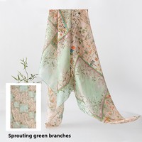 Écharpe en Soie de Mûrier 100% Vintage à Motifs Floraux Botaniques, Plusieurs Designs de Fleurs au Choix, Châle de Cou Tendance pour Femme, Idéal pour le Bureau