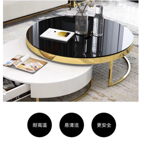 Bàn Cà Phê Giá Rẻ Bán Buôn Giá Rẻ Bằng Vàng Đế Bằng Thép Không Gỉ Đánh Bóng Hàng Đầu Bằng Thủy Tinh Hiện Đại - Product Image 6