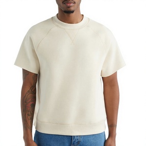 Suéter de Punto para Hombre, Cuello Redondo, Manga Raglán, Color Crema, Corte Regular, Color Sólido, Informal, para Verano - Product Image 1