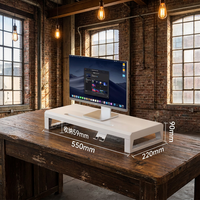 Soporte de Monitor Metálico Blanco de 550 mm, Versión Estándar, Resistente, Base Elevadora de Escritorio de Acero que No se Deforma para iMac y PC