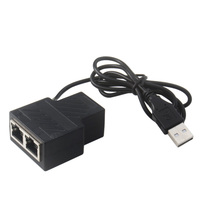 Adaptateur de connecteurs répartiteurs RJ45 1 à 2 Ethernet Splittert prend en charge les câbles Cat5 // 6/7/8 alimentés par USB