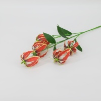 5 Köpfe 87cm Künstliche Flammen-Gloriosa-Lilie, Künstliche Orchideenblume für Heim, Hotel, Hochzeit, Tischvase, Deko, Künstlicher Blumenstiel