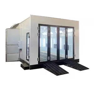 Car Spray Booth 9mx4.6m Electric/Diesel heating 30kw Auto painting room with fire resistant panel Car baking oven for sale