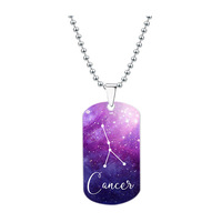 Collier du zodiaque personnalisé avec 12 signes du zodiaque et pendentif en acier inoxydable avec plaque rectangulaire