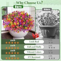 Fleurs artificielles violettes, 7 tiges, résistantes aux UV, pour extérieur, buissons de fleurs artificielles pour jardin, véranda, patio, jardinière, décoration intérieure