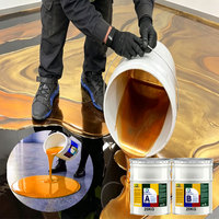 Résine époxy transparente 100% solide auto-nivelante avec pigment métallique pour revêtement de sol, système de revêtement de sol en époxy métallique
