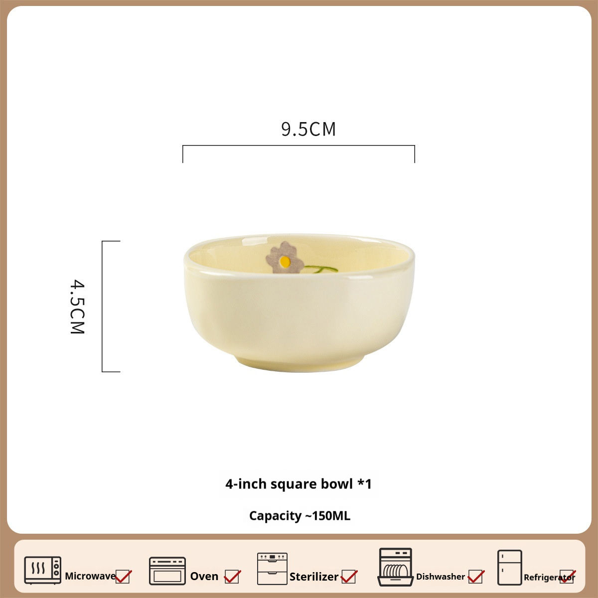Light Yellow-4-inch squre bowl