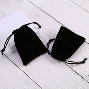 8x10cm <b>Black</b> <b>Velvet</b> Jewelry Cosmetics Pouch Drawstring Pocket Small Storage Bag - Product Image 6