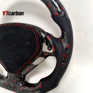 YTcarbon para G37 G35 G25 EX25 EX35 EX37 QX50 IPL <span class=keywords><strong>Nismo</strong></span> Racing Style Custom Real Forged Red Flakes <span class=keywords><strong>Volante</strong></span> de fibra de carbono - Product Image 3