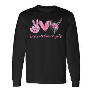 Camiseta de manga larga Peace Love Golf para mujer, regalo deportivo estampado - Product Image 1