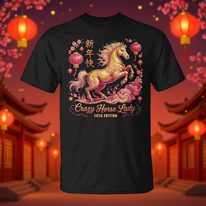 Camiseta Crazy Horse para Mujer, Edición 2026, Diseño de Año Nuevo Chino, Unisex para Adultos, Cuello Redondo, Manga Corta, Impresión Digital - Product Image 2