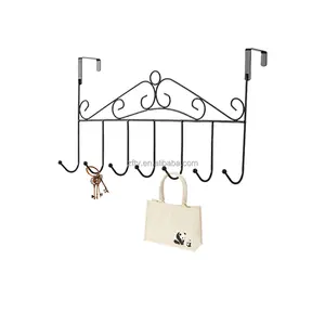 Stainless Steel Cloth Hanging Kitchen Over The Door 7 Hooks Hanger Over Door Hook Towel Robe Hooks