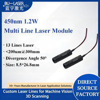 Module laser bleu 450 nm 1,2 W, tête laser 13 lignes pour la reconstruction 3D, la projection de lumière structurée et les systèmes d'automatisation