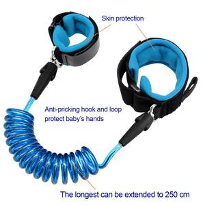 Harnais anti-perte pour enfant, laisse de sécurité, lien de poignet, corde en néoprène PU souple, 1,5 m, bleu/orange, logo personnalisé disponible, pour tout-petits - Product Image 4
