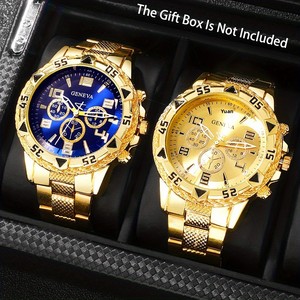 Montre à quartz pour homme Geneva Cross-border Explosions, avec verre anti-lumière bleue écologique, bracelet en alliage, aiguilles, style affaires et loisirs, trois cadrans - Product Image 3
