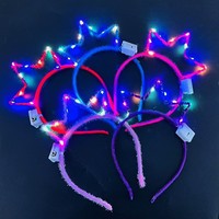 Serre-tête lumineux en peluche à LED avec paillettes - Bandeau lumineux oreilles de lapin/fleur/cœur pour fête, festival, cosplay, concert et Halloween