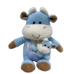 Indah produk baru boneka sapi mewah boneka hewan mainan ternak dengan bayi sapi Hari Ibu mainan mewah