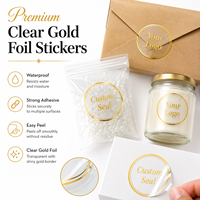 Étiquettes autocollantes personnalisées en feuille d'or transparente, autocollants en vinyle transparent, autocollants étanches à forte adhérence, scellés d'emballage personnalisés avec logo