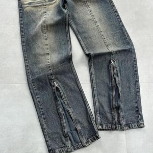 <span class=keywords><strong>Jeans</strong></span> larghi lavati Vintage a <span class=keywords><strong>vita</strong></span> <span class=keywords><strong>alta</strong></span> su misura con bottoni a <span class=keywords><strong>vita</strong></span> <span class=keywords><strong>alta</strong></span> pantaloni in Denim impilati da <span class=keywords><strong>uomo</strong></span> con Zip Fly, stile Unisex - Product Image 2