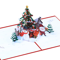 Obral besar barang Moq rendah pohon Natal Woodland kartu ucapan Natal mewah untuk Natal 3D Pop Up Kartu Terima kasih