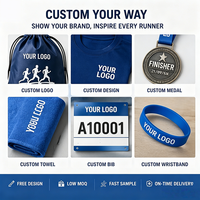 Ensemble cadeau promotionnel personnalisé pour course de marathon avec médaille, serviette, t-shirt, sac à cordon, kit sportif pour événement de course, OEM