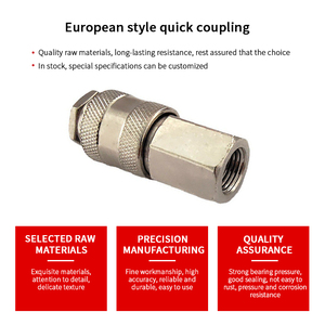 Комплект быстроразъемных соединений для пневматических шлангов европейского стандарта, промышленного типа, для компрессоров, с гладким высоким давлением - Product Image 2