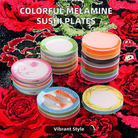 Assiette à sushi en mélamine de style japonais, colorée, en plastique poli, pour restaurant, convoyeur, assiettes rondes pour pizza et sushi