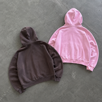 OEM Pembe Fermuarlı Kapüşonlu Erkek Sweatshirt Yüksek Kalite Sokak Giyim Tarzı Düşük Omuz Cepli Yıkanmış Vintage Grafik Baskılı Özel Tasarım Kıyafetler