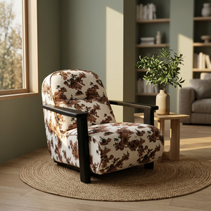 Sillón Reclinable Moderno con Tela Floral, Respaldo Sólido y Patas de Madera, Silla de Descanso para Sala de Estar, Muebles para el Hogar - Product Image 4