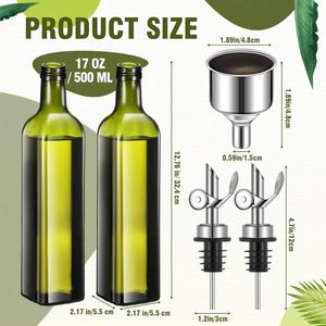 Bouteille en verre pour huile d'olive avec bouchon, vente en gros, 250 ml, 500 ml, 750 ml, vert Dorica, bouteilles d'huile d'olive avec bec verseur facile - Product Image 2