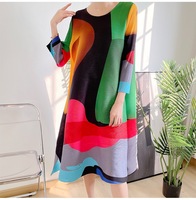Robe plissée Bounce Miyaket pour femme, nouvelle collection, style occidental décontracté, en mousseline écologique, imprimée, pour soirée