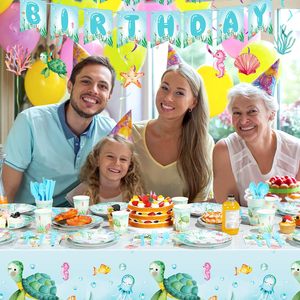 Decoraciones de <span class=keywords><strong>feliz</strong></span> cumpleaños con temática del <span class=keywords><strong>mundo</strong></span> submarino, suministros para fiestas de niñas, pancarta de papel, Día de San Valentín, Pascua - Product Image 6
