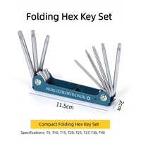 Jeu de clés Allen hexagonales pliables portables Powerlift THK011 8 en 1, clé Torx, tournevis multifonctionnel à tête plate, outil de réparation chromé