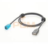 Cable de Datos Automotriz Blindado USB a Fakra HSD de 4 Pines, Conector Hembra y Macho para Cámara de Vehículo, Sistema de Infoentretenimiento, Pantallas