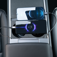 Stasiun Pengisian Daya Cepat USB Hub Kabel Retractable untuk Konsol Tengah Tesla Model Y 2020-2024 dan Model 3 2020-2023