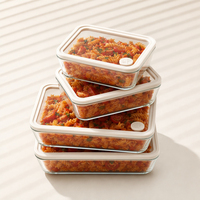 Boîte à lunch en verre borosilicate sans BPA, compatible lave-vaisselle, couvercles en verre, compatible micro-ondes, anti-fuite, empilable, pour le bureau