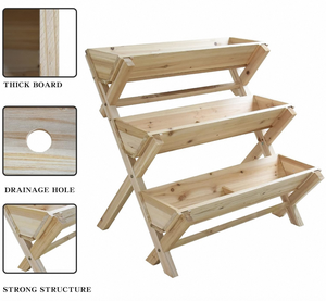 Jardinière surélevée rustique à 3 niveaux pour l'extérieur, grandes jardinières pour légumes, fleurs, jardin extérieur - Product Image 3