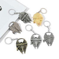 Porte-clés décapsuleur en métal personnalisé avec impression UV, design vaisseau spatial 3D, en alliage de zinc, souvenir pour cadeaux promotionnels