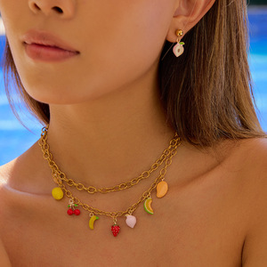 Fruit Charm Gold Chain Necklace Set Women's Jewelry Everyday Wear - Product Image 4