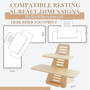 Escritorio Elevador Ajustable de Bambú Moderno para Oficina en Casa o Escuela, Mesa para Computadora Portátil con Organizador de Múltiples Niveles - Product Image 2