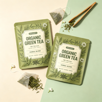 Sachet refermable à fermeture éclair imprimé en héliogravure, étanche à l'humidité, à trois soudures latérales, pour emballage de thé, aliments et snacks