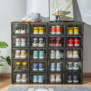 Doorzichtige Schoenendoos Organizer Groothandel Stapelbare Gigantische Aangepaste Logo Schoenendoos Drop Front Magnetische Plastic Schoenendoos - Product Image 3