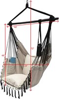 Hamac suspendu en macramé bohème avec porte-gobelet, design moderne, tissu durable et écologique pour une utilisation en extérieur et en chambre