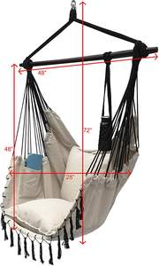 Hamac bohème en macramé chaise suspendue avec porte-gobelet <span class=keywords><strong>toile</strong></span> et tissu en coton <span class=keywords><strong>pour</strong></span> la détente en plein air-<span class=keywords><strong>pour</strong></span> le camping - Product Image 2