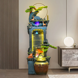 Fontaine d'eau sur pied Quanfangyuan avec rochers et éclairage LED pour salon, entrée et décoration intérieure - Product Image 1