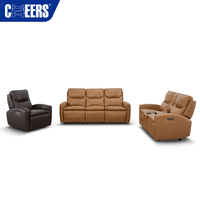 MANWAH CHEERS Set Kursi Santai Kulit Brazil Mewah 3+2+1 Sofa Elektrik Modern Set Furnitur Ruang Tamu