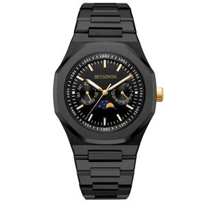 Reloj de Pulsera de Cuarzo MIYOTA para Hombre, Diseño Octagonal de 41 mm, Acero Inoxidable 316L, Correa de Cuero, Fase Lunar, Deportivo, Personalizado - Product Image 4