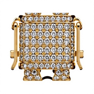 14k Gold Plated Cuban Link Bracelet with Zircon and Pearl <b>Iced</b> <b>Out</b> <b>Chain</b> for Men Hip Hop Party Wear - Product Image 5