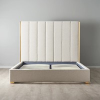 Zeitgenössische Luxus-Holzbetten mit Stoffpolsterung für Luxus-Schlafzimmersets